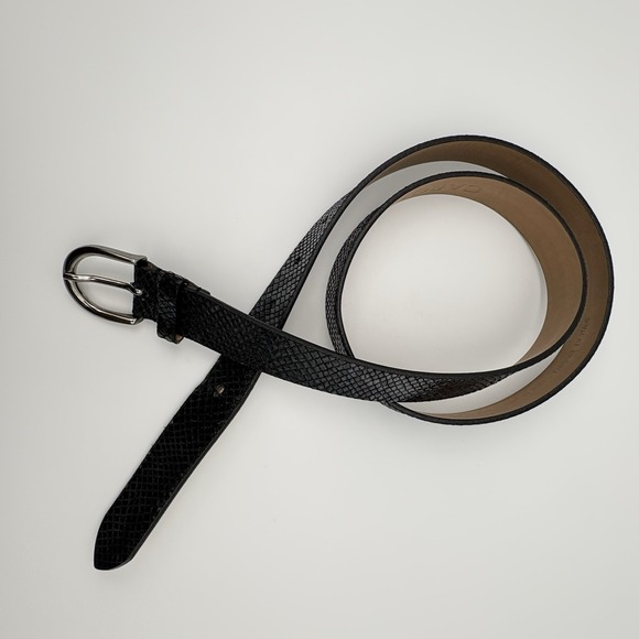 Caroll Calfskin  Embossed Python Effect Genuine Leather Belt Black Made In Italy - Picture 8 of 10